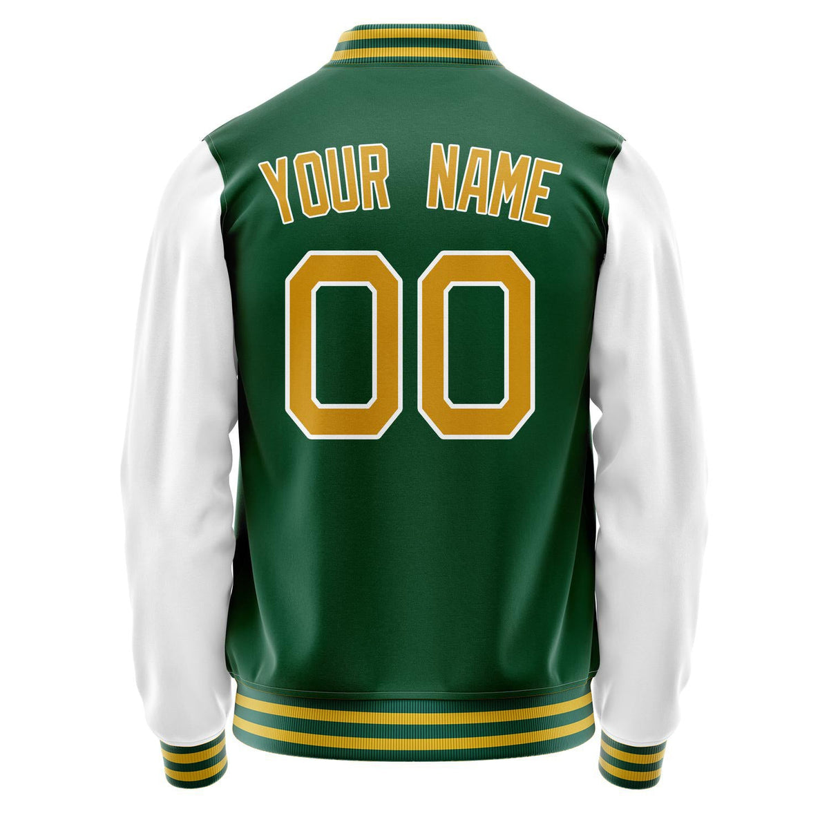 Custom Kelly-Green White Solid Color Varsity Letterman Jacket JA02240617ZF225