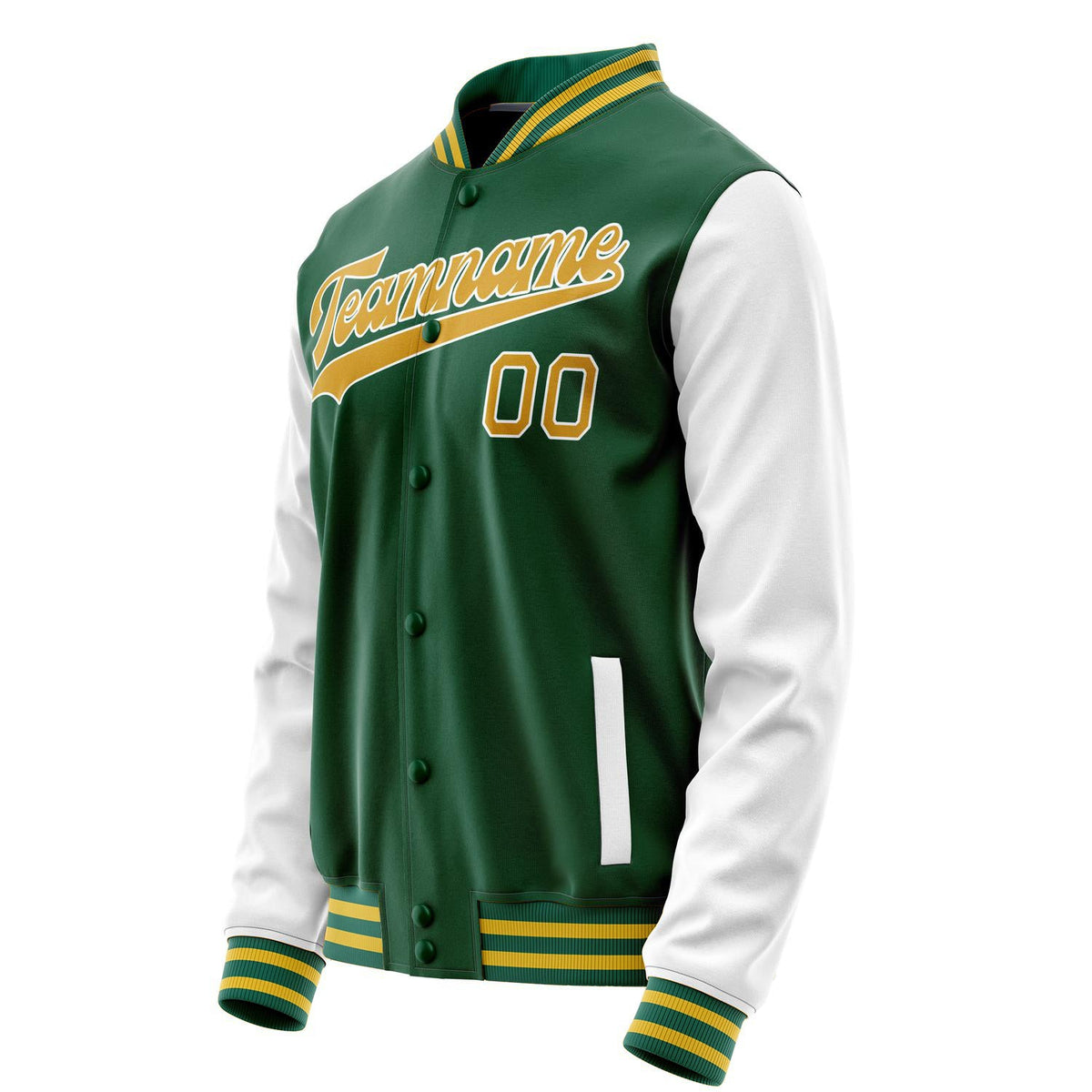 Custom Kelly-Green White Solid Color Varsity Letterman Jacket JA02240617ZF225