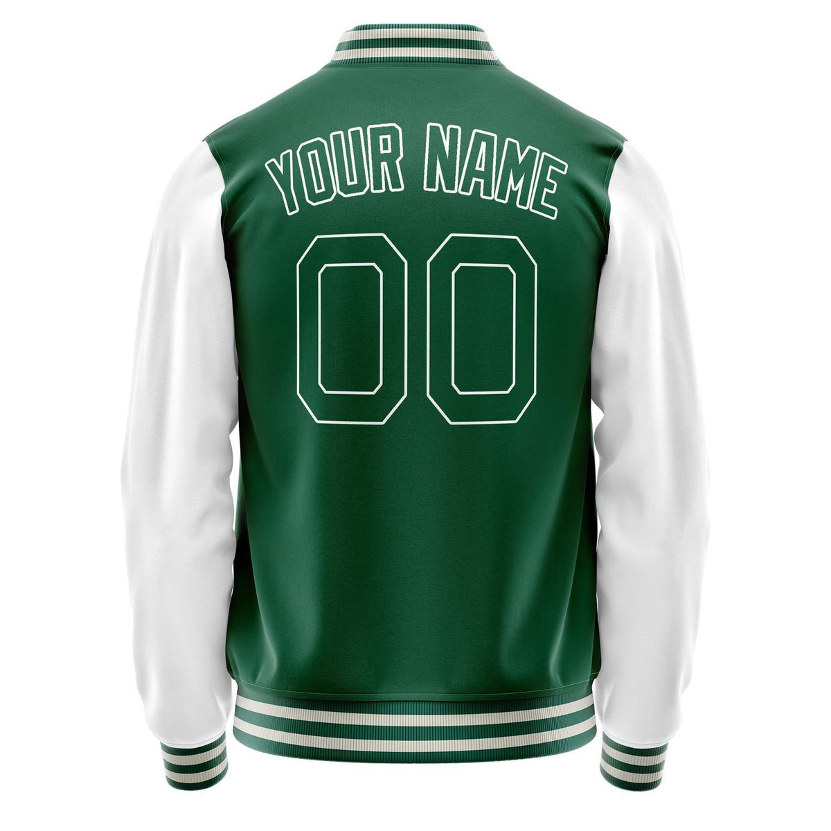 Custom Kelly-Green White Solid Color Varsity Letterman Jacket JA02240617ZF233