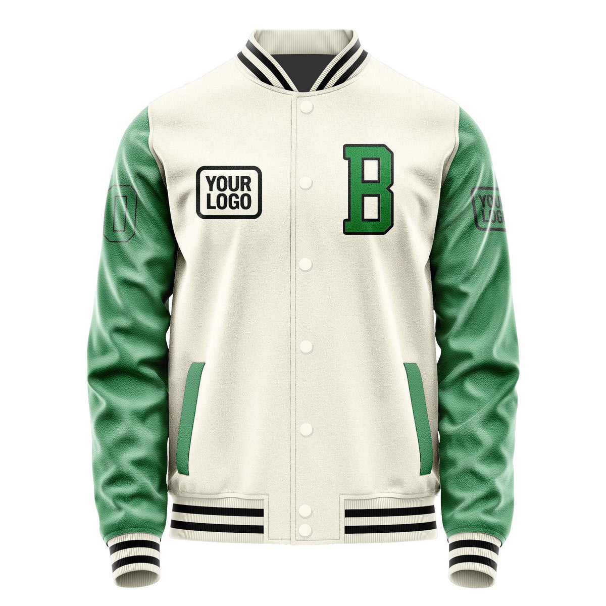 Custom Cream Emerald Green Jacket JA030324031717242417