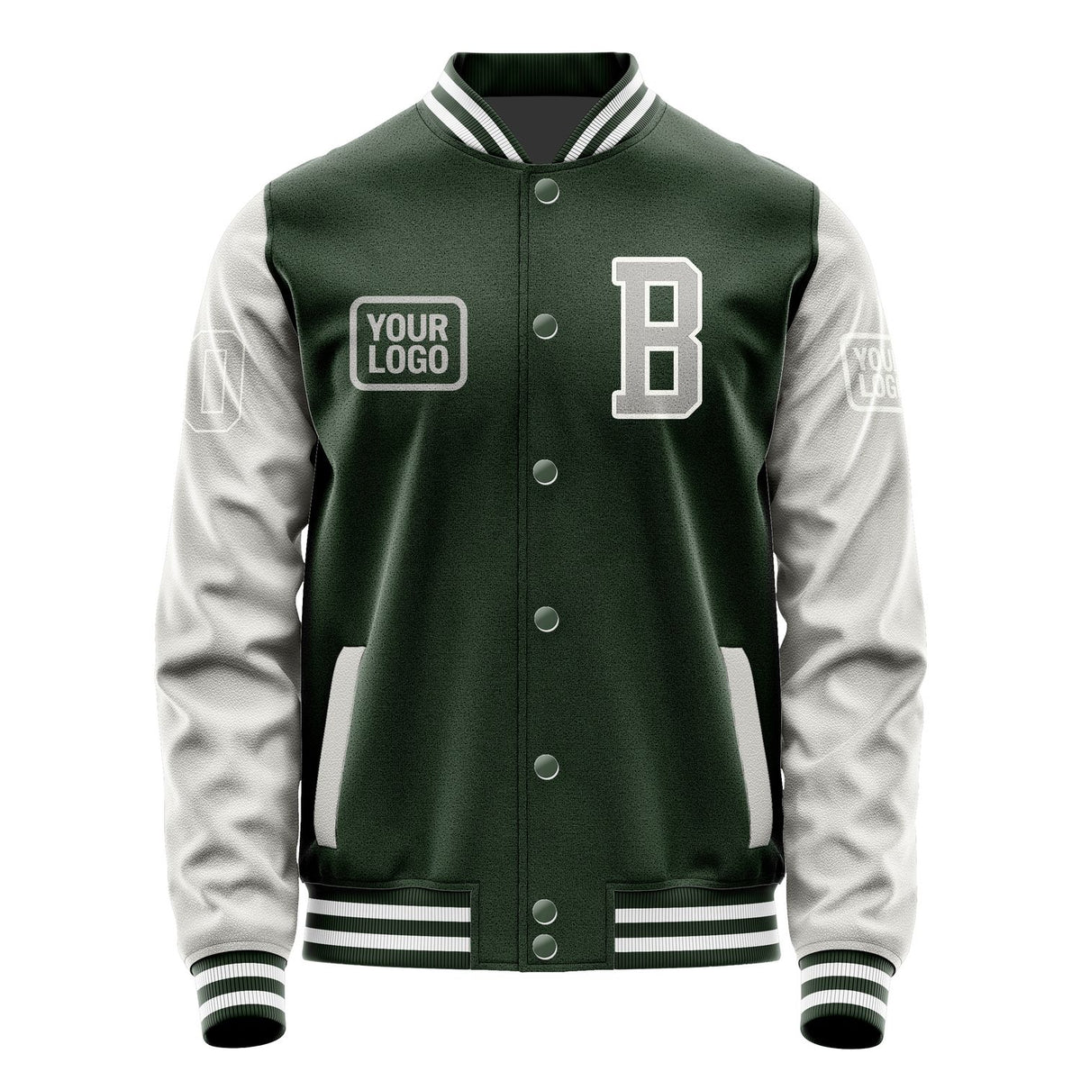 Custom Dark Green Gray Jacket JA060604061818040418