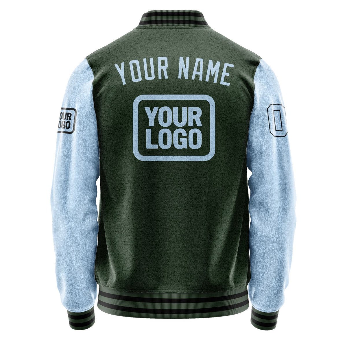 Custom Dark Green Light Blue Jacket JA060608061717080817