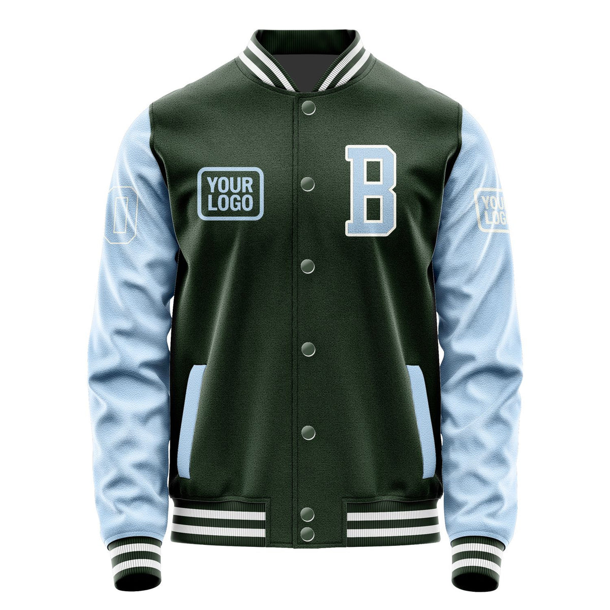 Custom Dark Green Light Blue Jacket JA060608061818080818