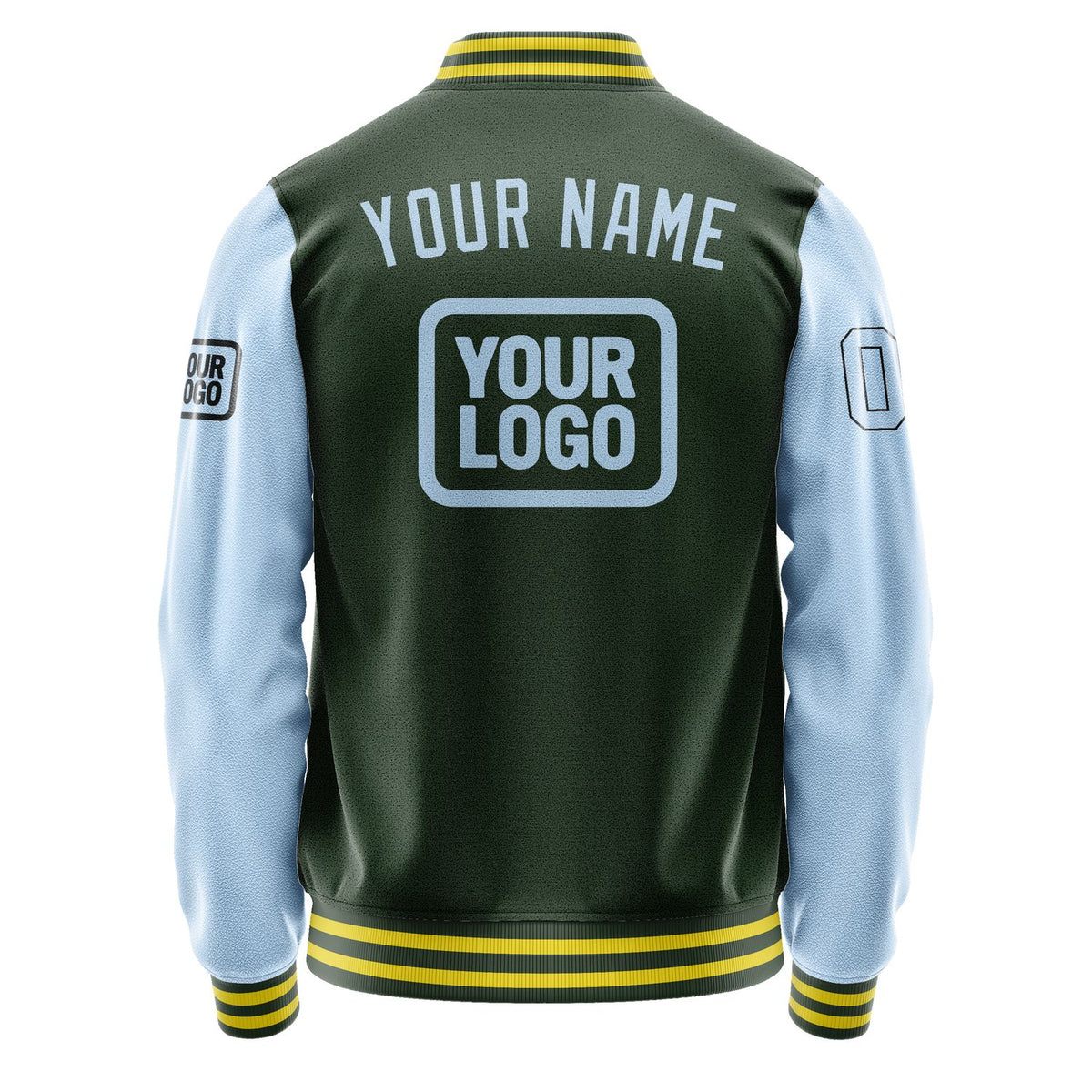 Custom Dark Green Light Blue Jacket JA060608062617080817