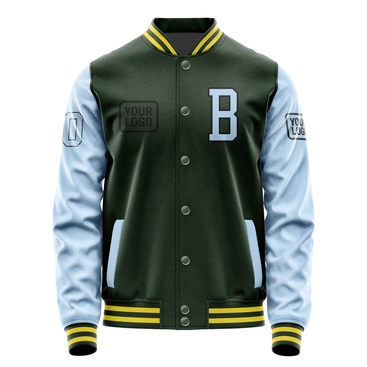 Custom Dark Green Light Blue Jacket JA060608062617080817