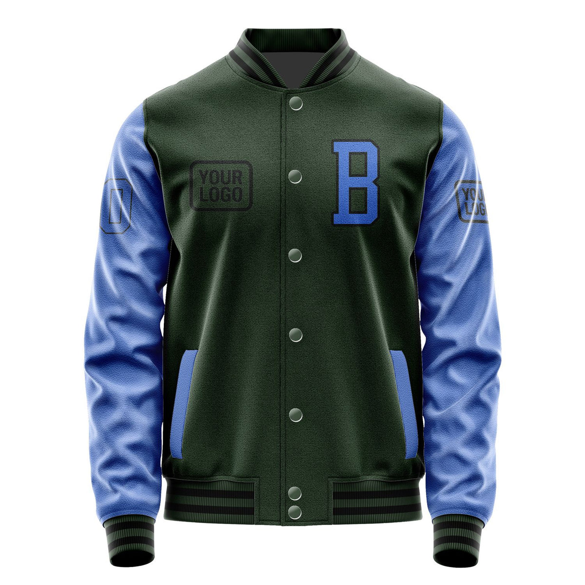 Custom Dark Green Sky Blue Jacket JA060609061717090917