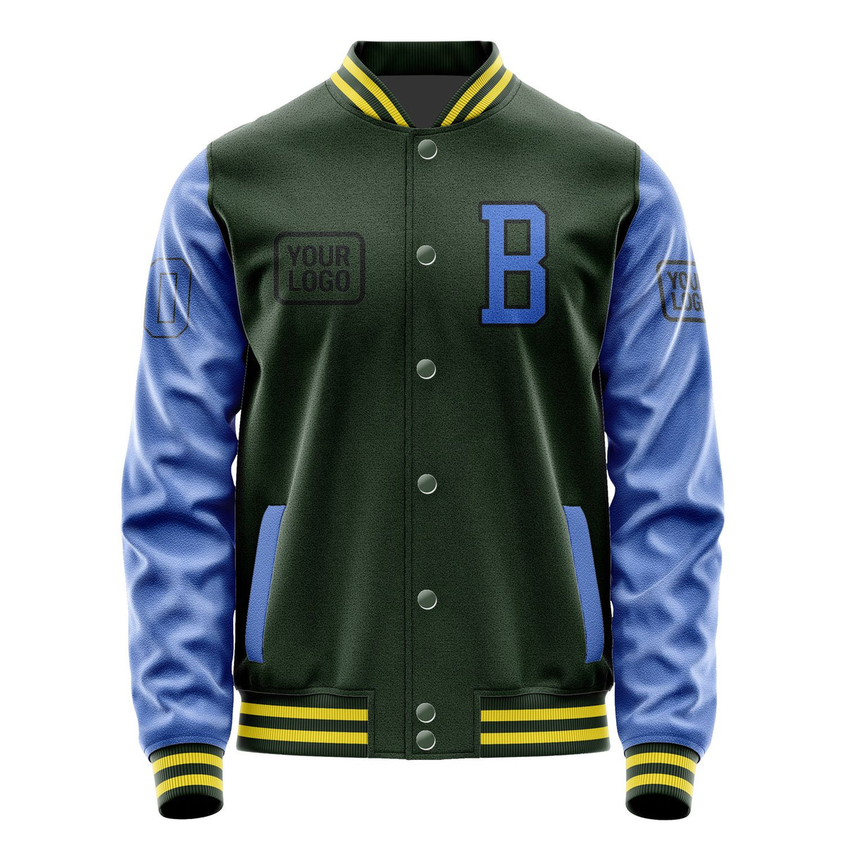 Custom Dark Green Sky Blue Jacket JA060609062617090917