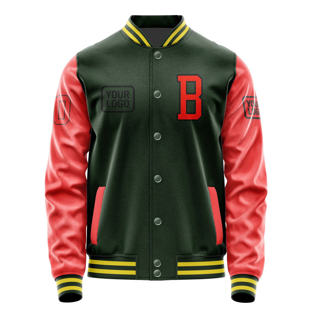 Custom Dark Green Orange Red Jacket JA060612062617121217