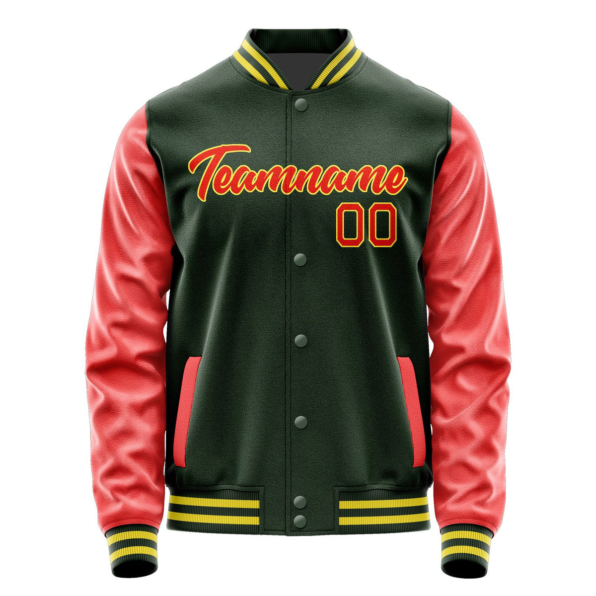 Custom Dark Green Orange Red Jacket JA0606120626B22612