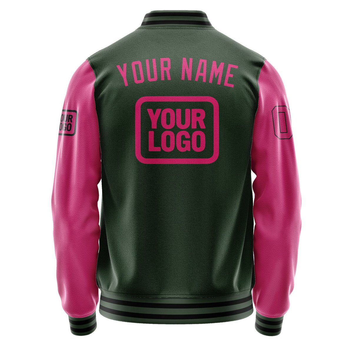 Custom Dark Green Pink Jacket JA060613061717131317