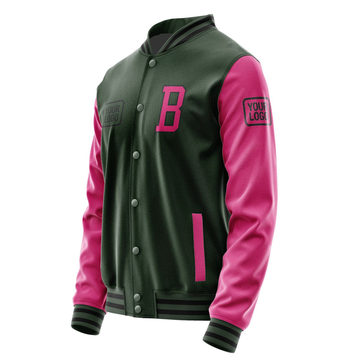 Custom Dark Green Pink Jacket JA060613061717131317