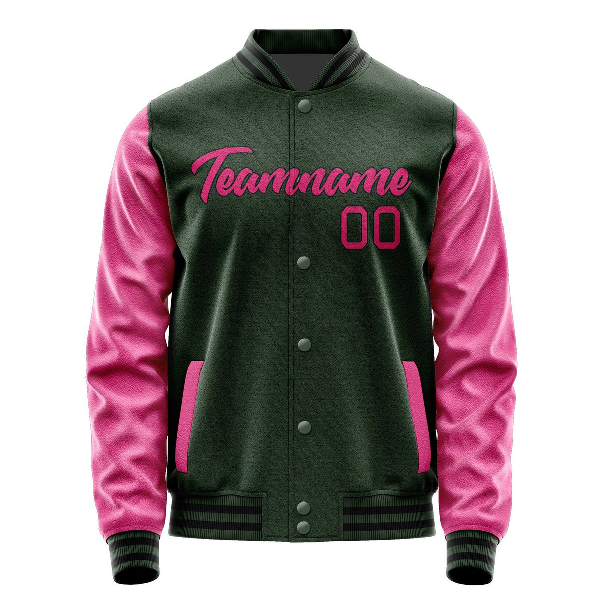 Custom Dark Green Pink Jacket JA0606130617B21713