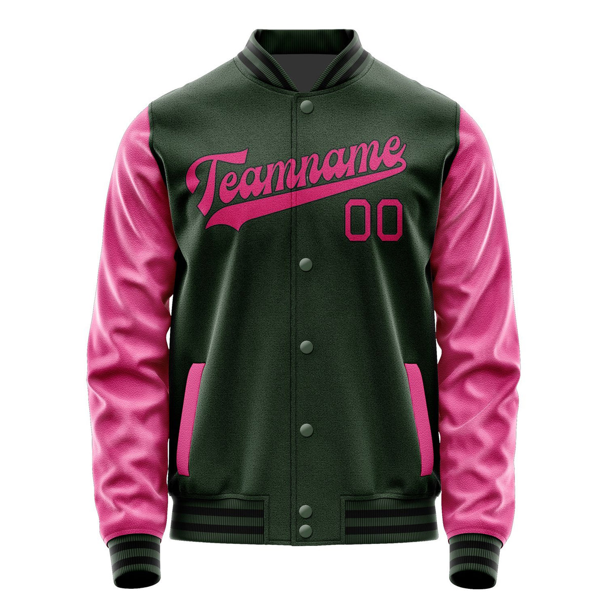 Custom Dark Green Pink Jacket JA0606130617B31713