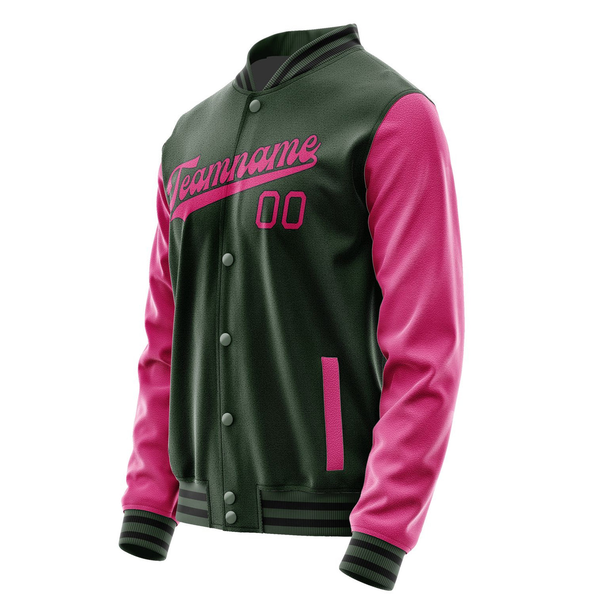 Custom Dark Green Pink Jacket JA0606130617B31713