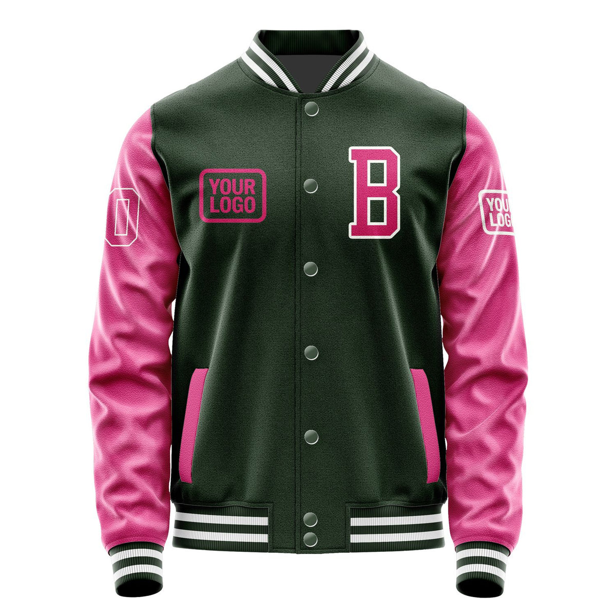 Custom Dark Green Pink Jacket JA060613061818131318