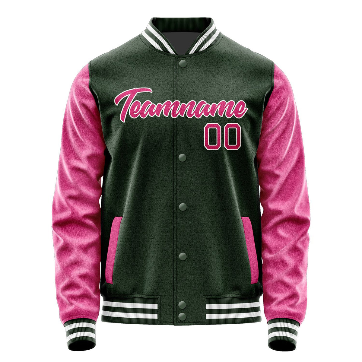 Custom Dark Green Pink Jacket JA0606130618B21813