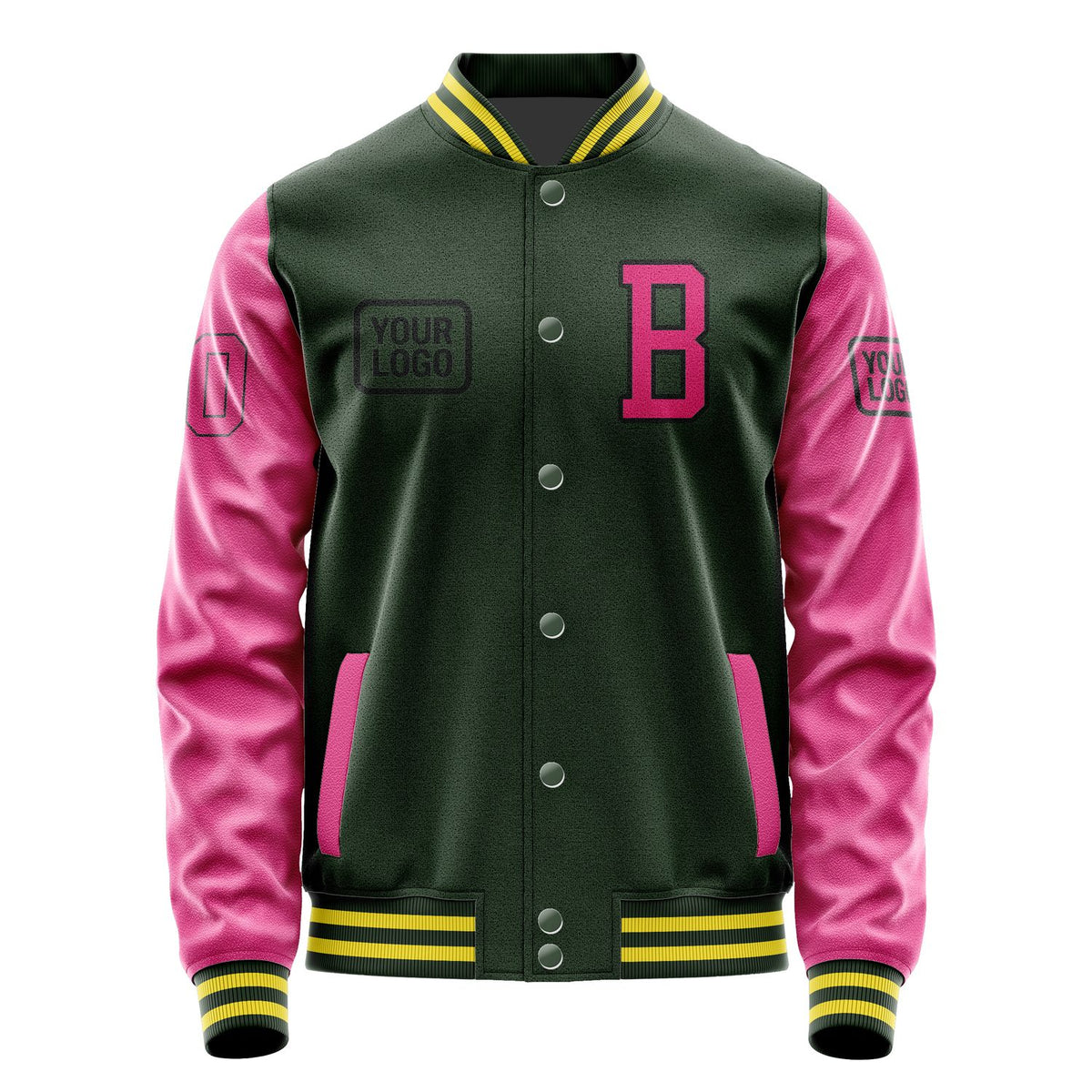 Custom Dark Green Pink Jacket JA060613062617131317