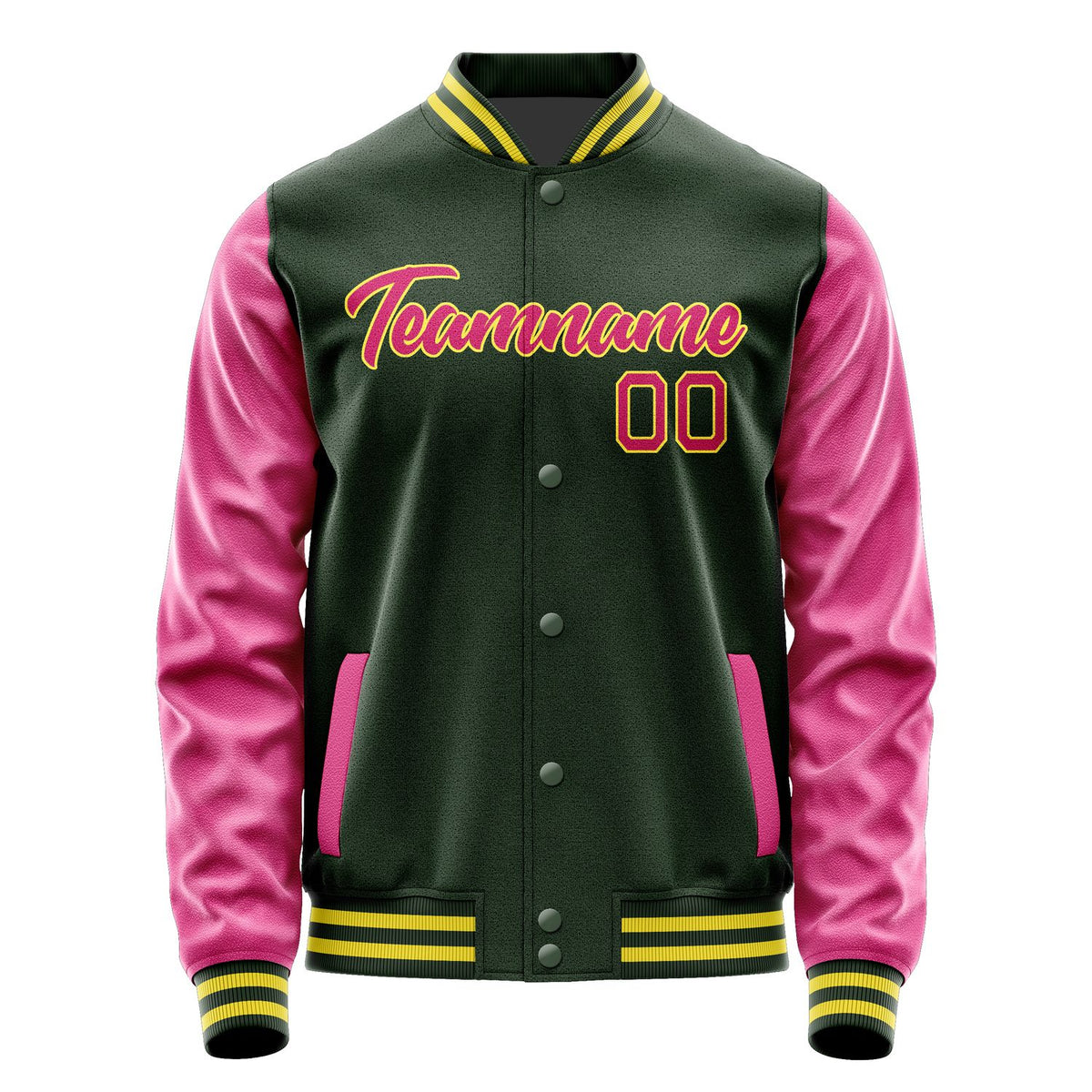 Custom Dark Green Pink Jacket JA0606130626B22613