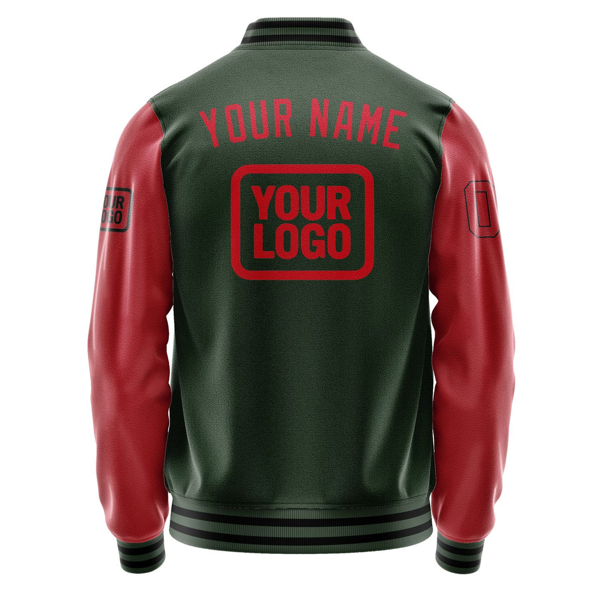 Custom Dark Green Red Jacket JA060614061717141417