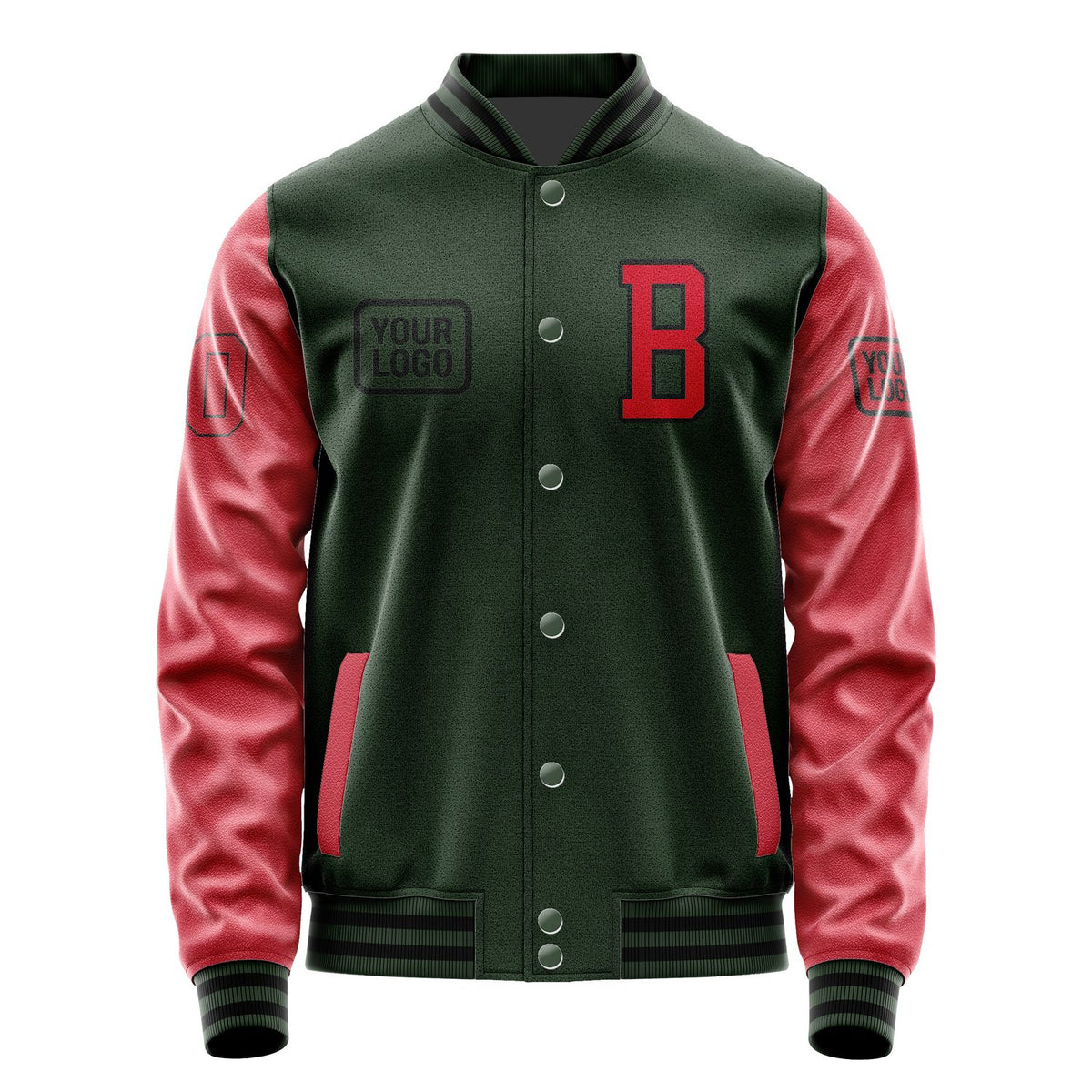 Custom Dark Green Red Jacket JA060614061717141417