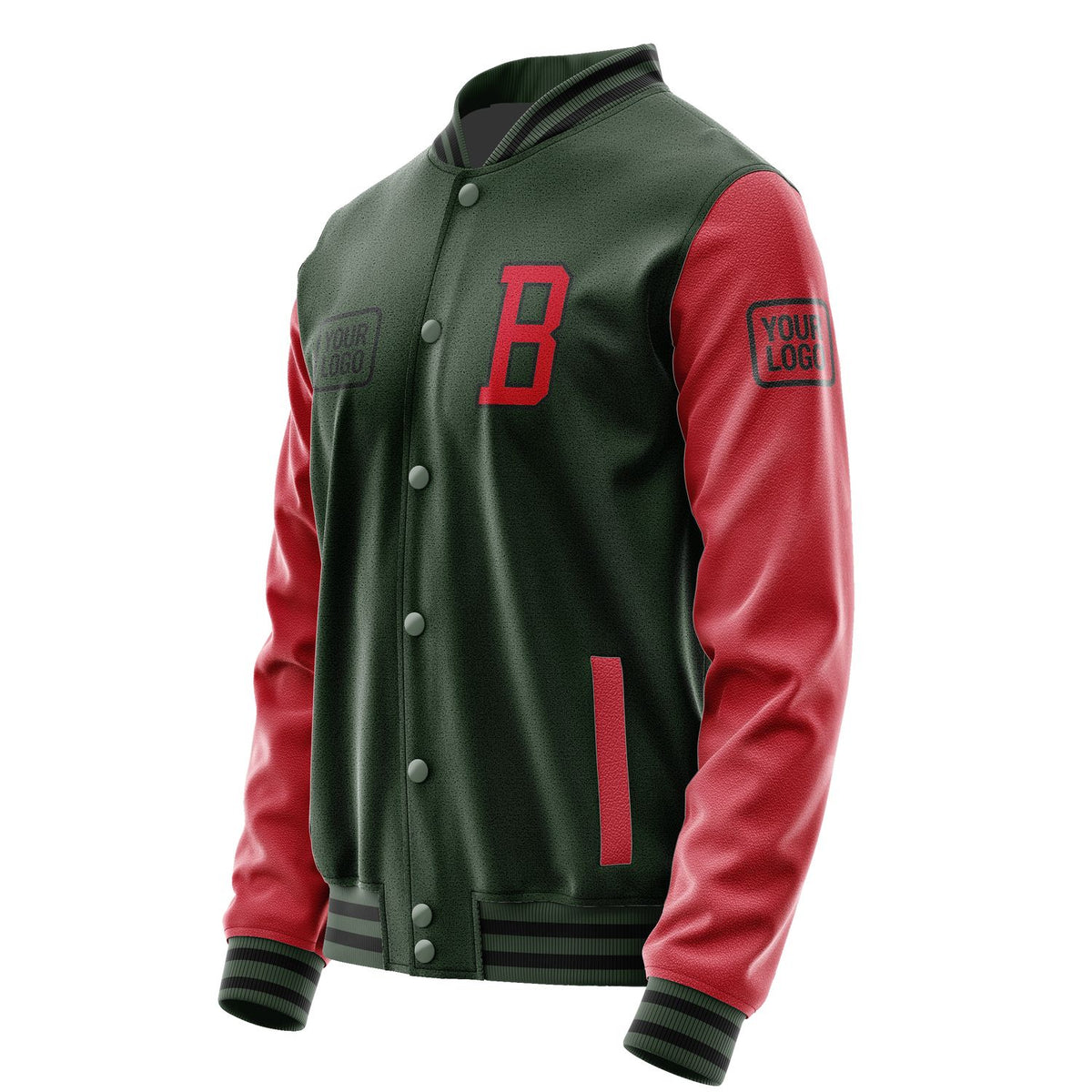 Custom Dark Green Red Jacket JA060614061717141417