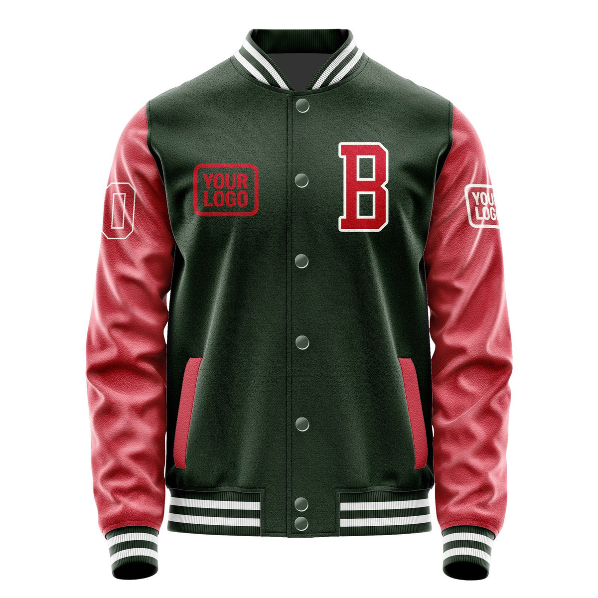 Custom Dark Green Red Jacket JA060614061818141418