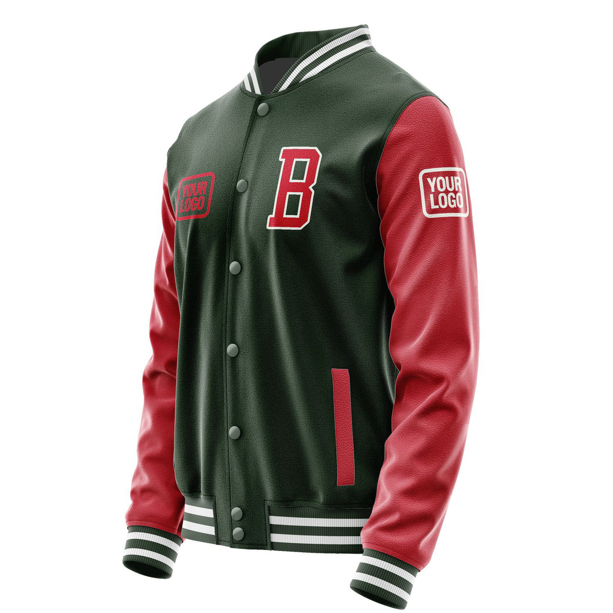 Custom Dark Green Red Jacket JA060614061818141418