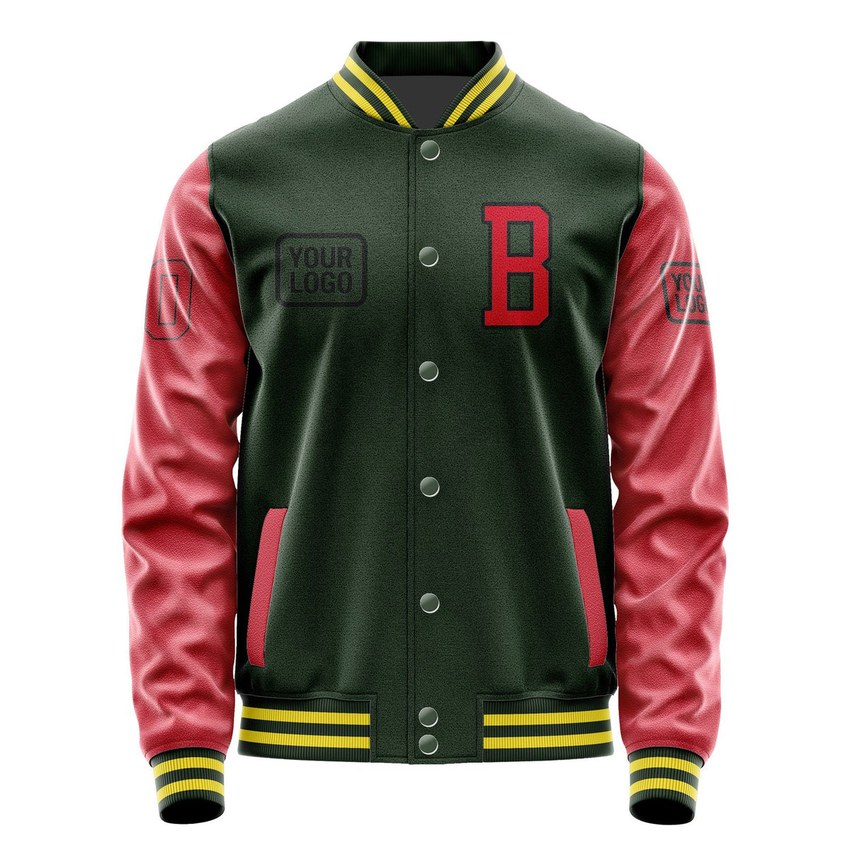 Custom Dark Green Red Jacket JA060614062617141417