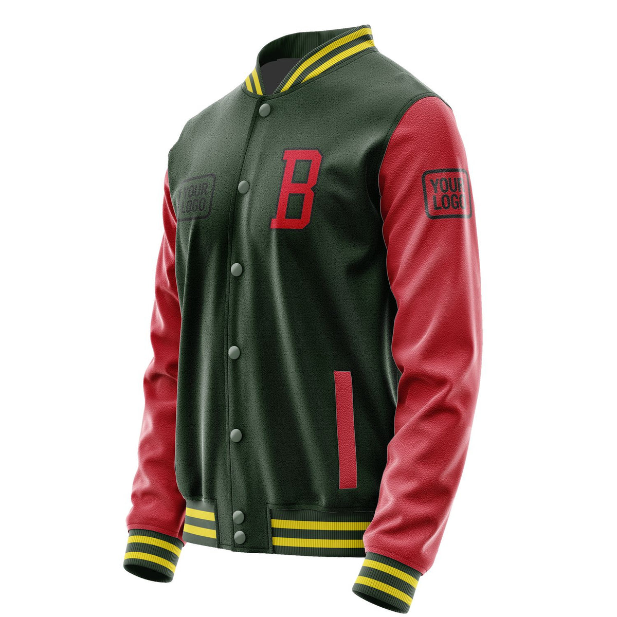 Custom Dark Green Red Jacket JA060614062617141417