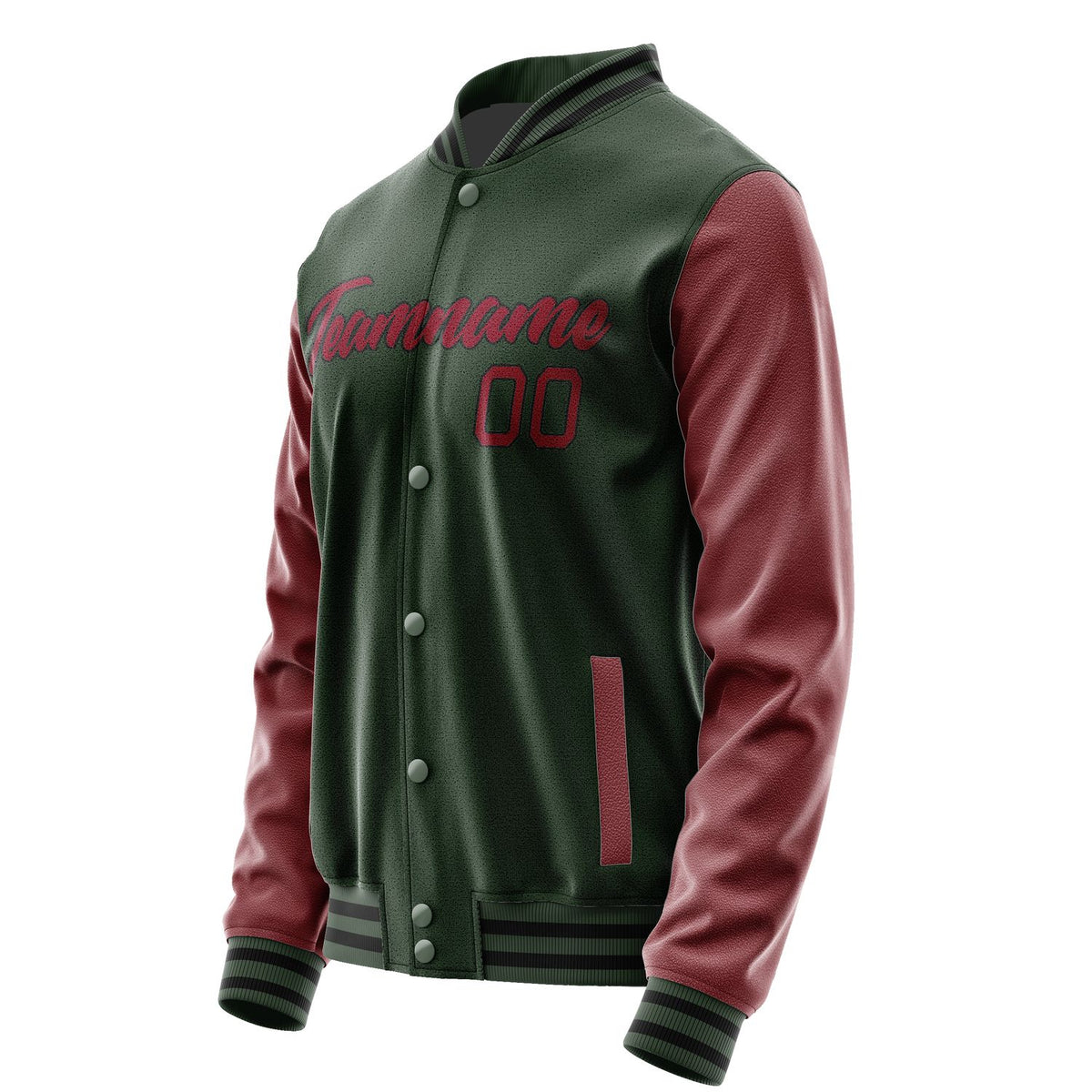 Custom Dark Green Crimson Red Jacket JA0606150617B21715