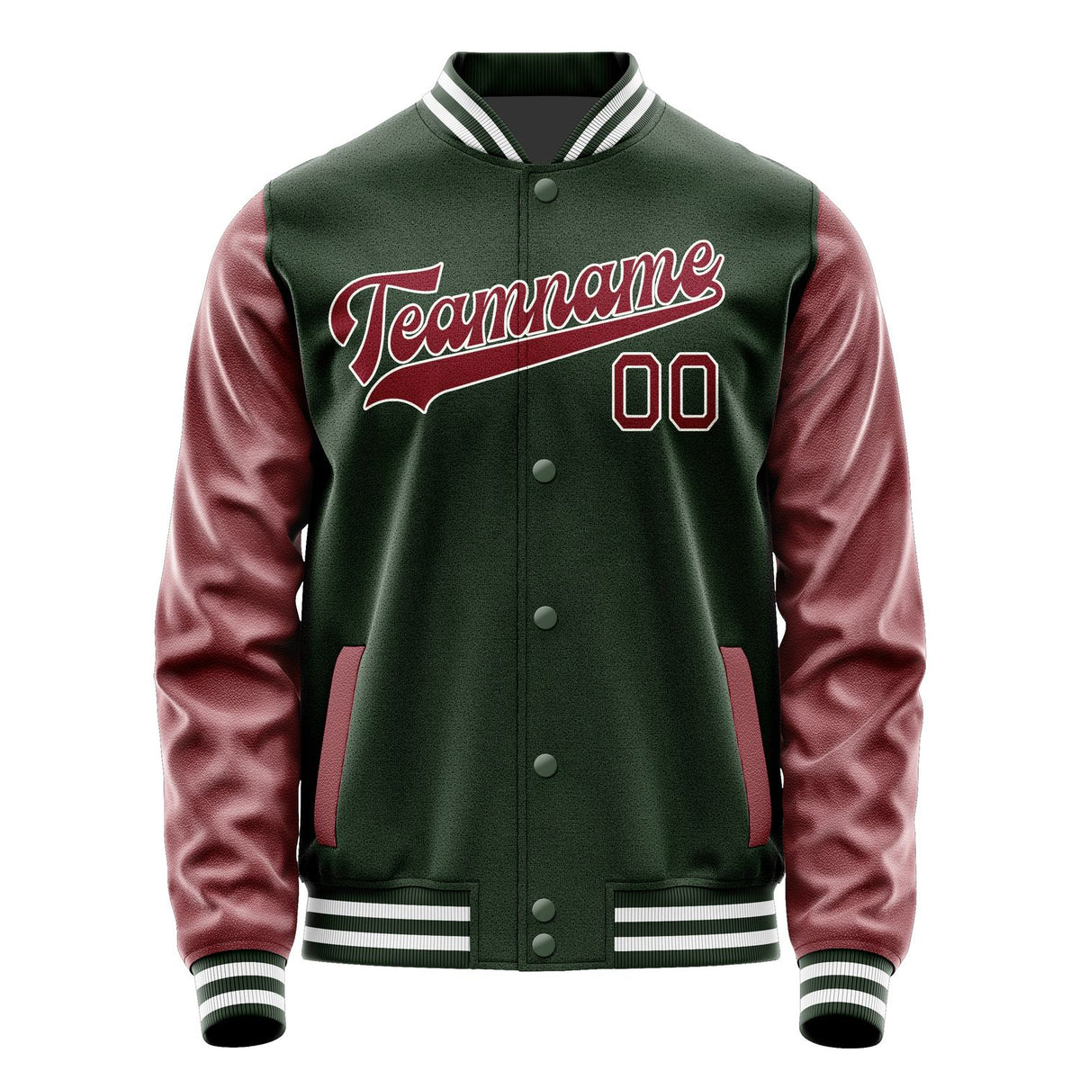 Custom Dark Green Crimson Red Jacket JA0606150618B31815