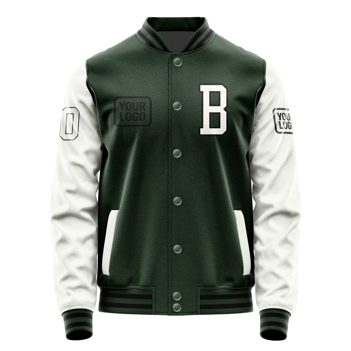 Custom Dark Green White Jacket JA060618061717181817