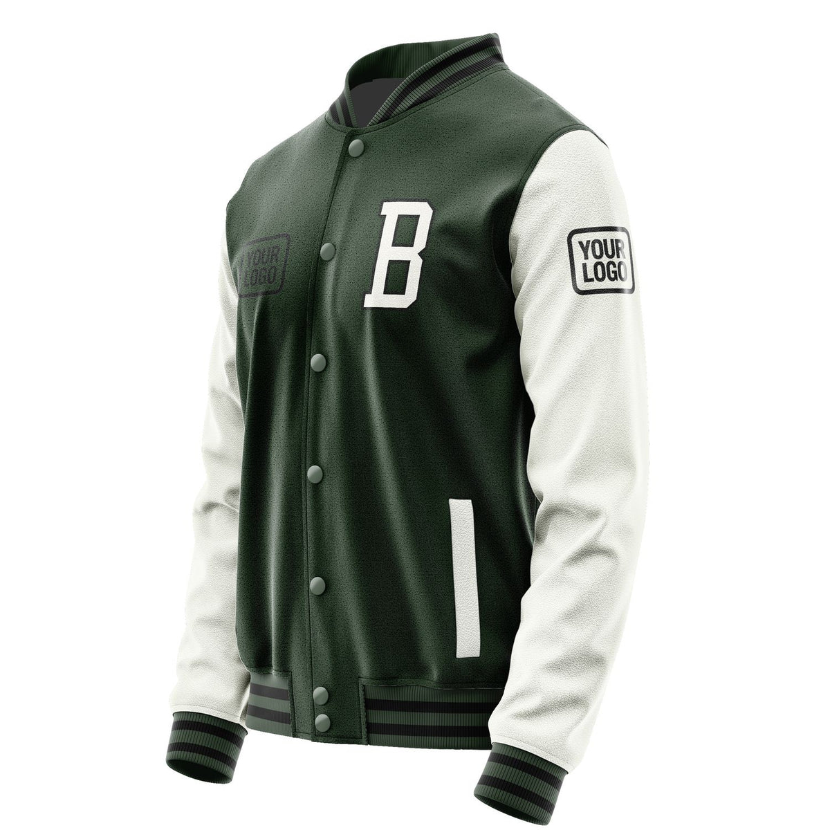 Custom Dark Green White Jacket JA060618061717181817