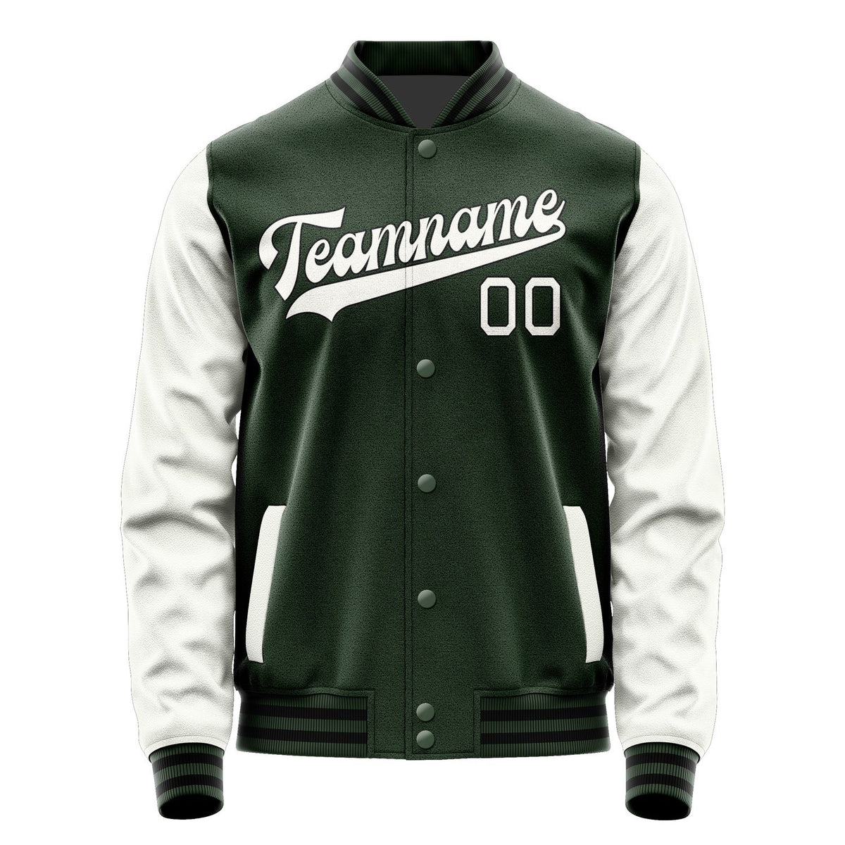 Custom Dark Green White Jacket JA0606180617B31718