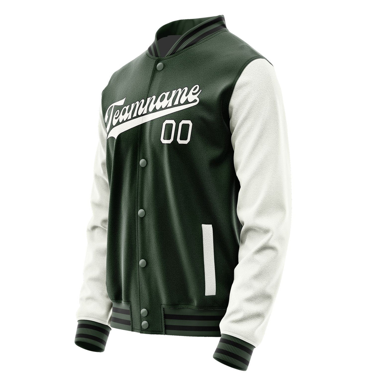 Custom Dark Green White Jacket JA0606180617B31718