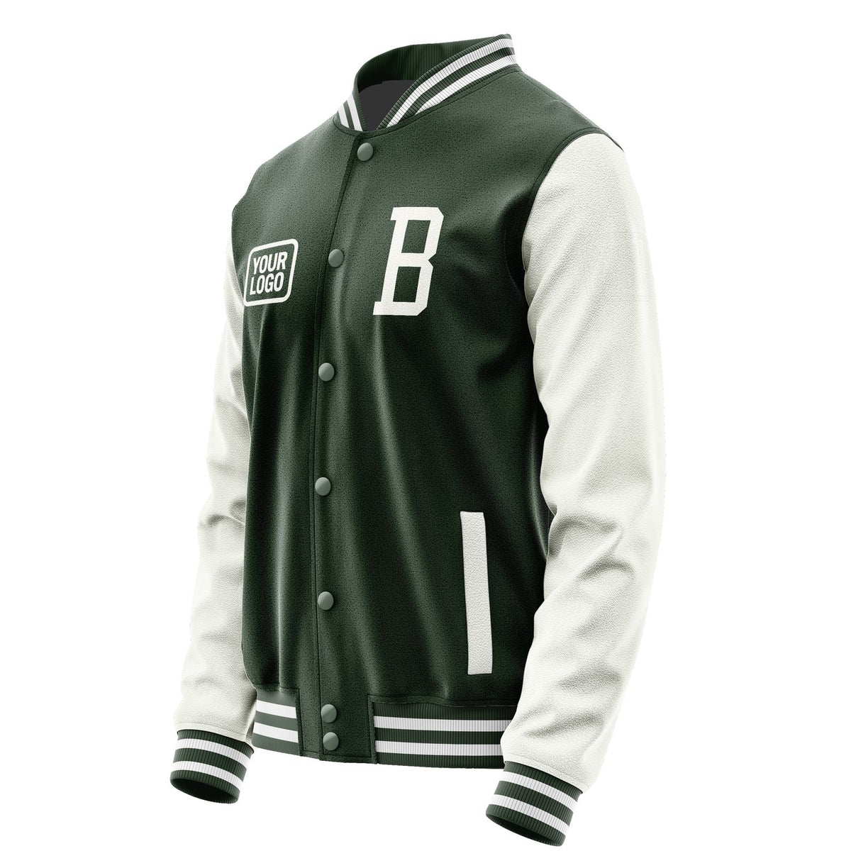 Custom Dark Green White Jacket JA060618061818181818