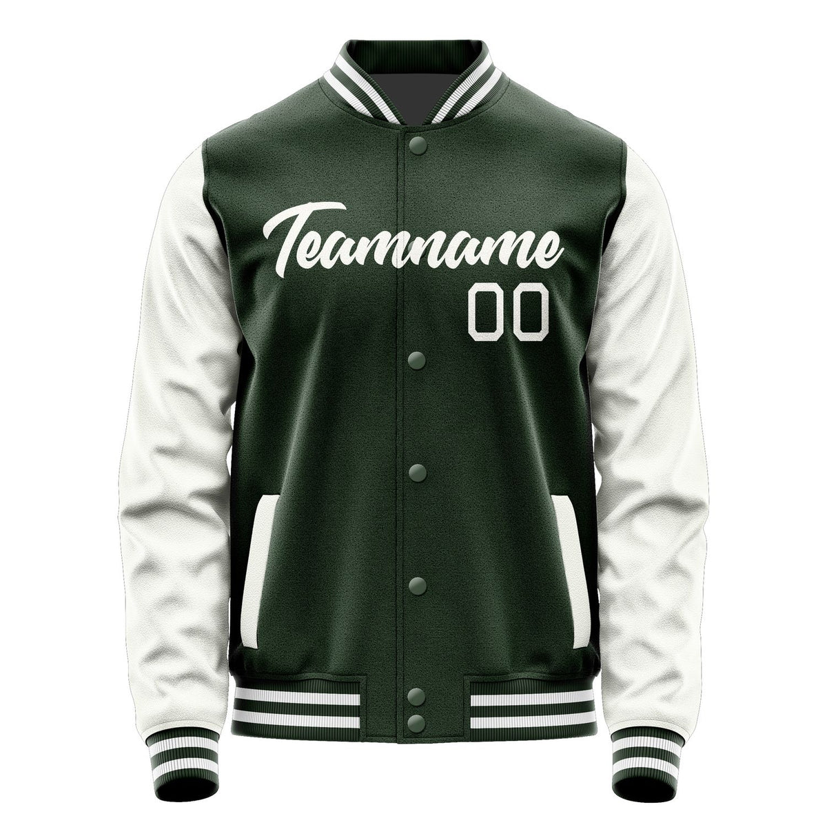 Custom Dark Green White Jacket JA0606180618B21818