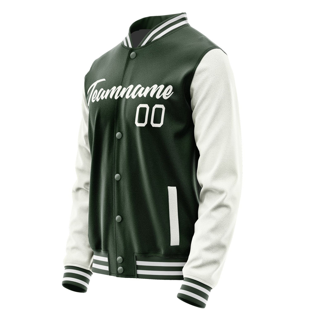 Custom Dark Green White Jacket JA0606180618B21818