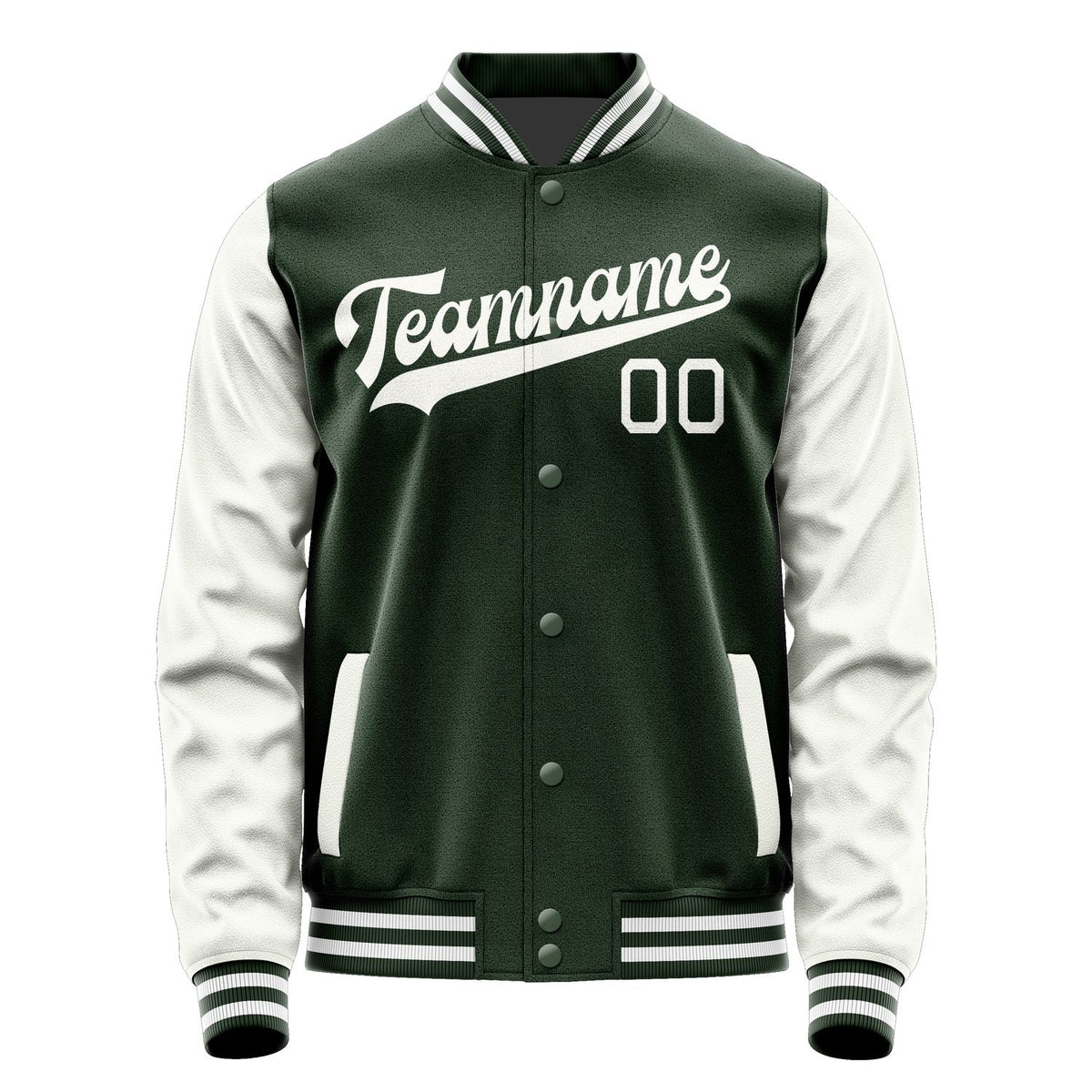 Custom Dark Green White Jacket JA0606180618B31818