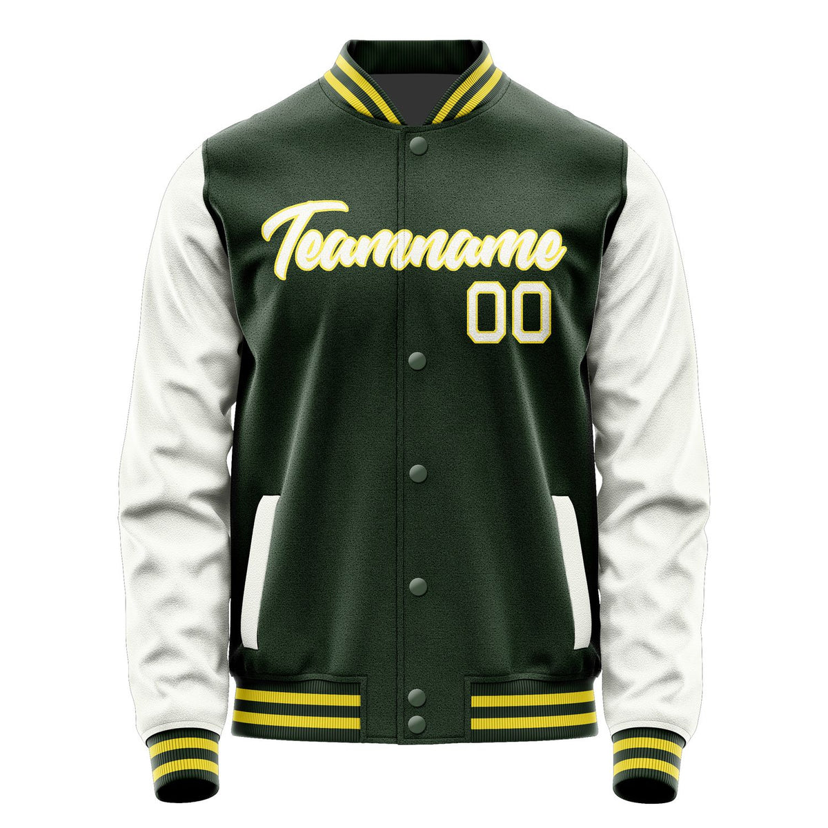 Custom Dark Green White Jacket JA0606180626B22618