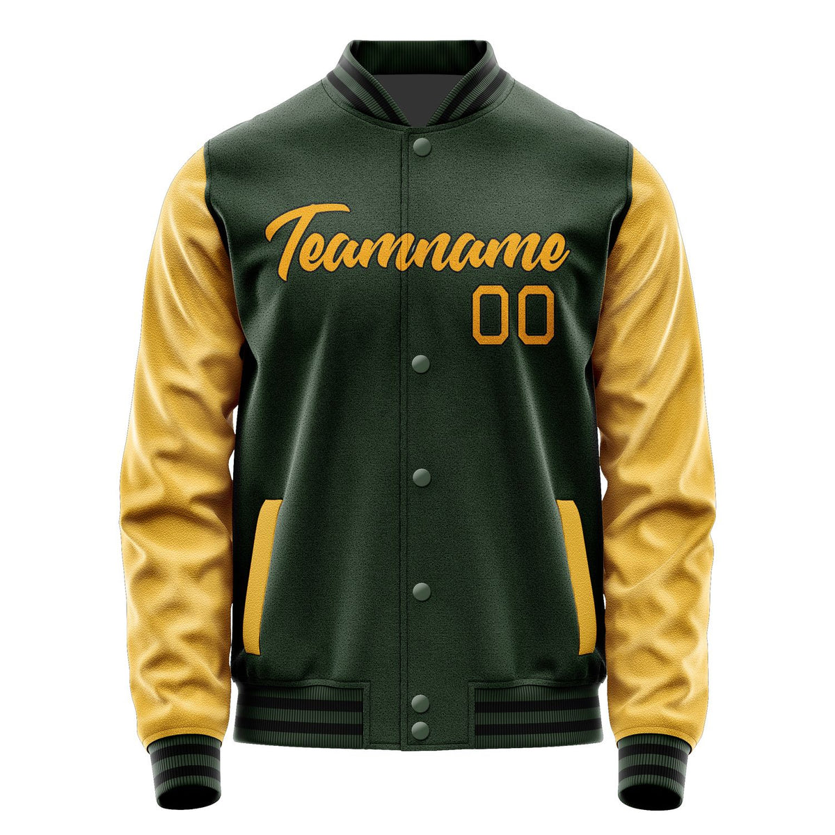 Custom Dark Green Yellow Jacket JA0606190617B21719