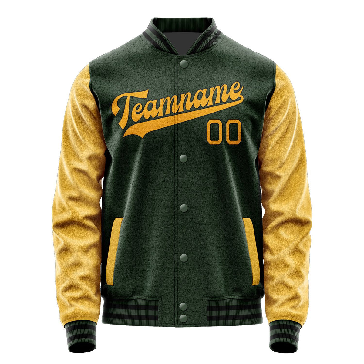 Custom Dark Green Yellow Jacket JA0606190617B31719