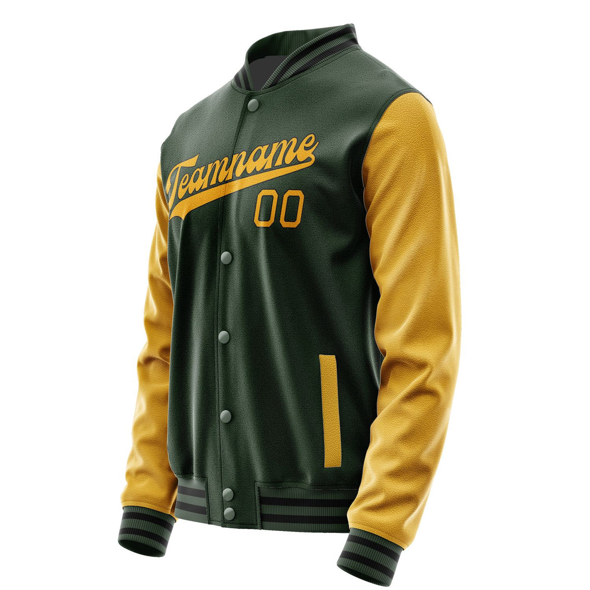 Custom Dark Green Yellow Jacket JA0606190617B31719