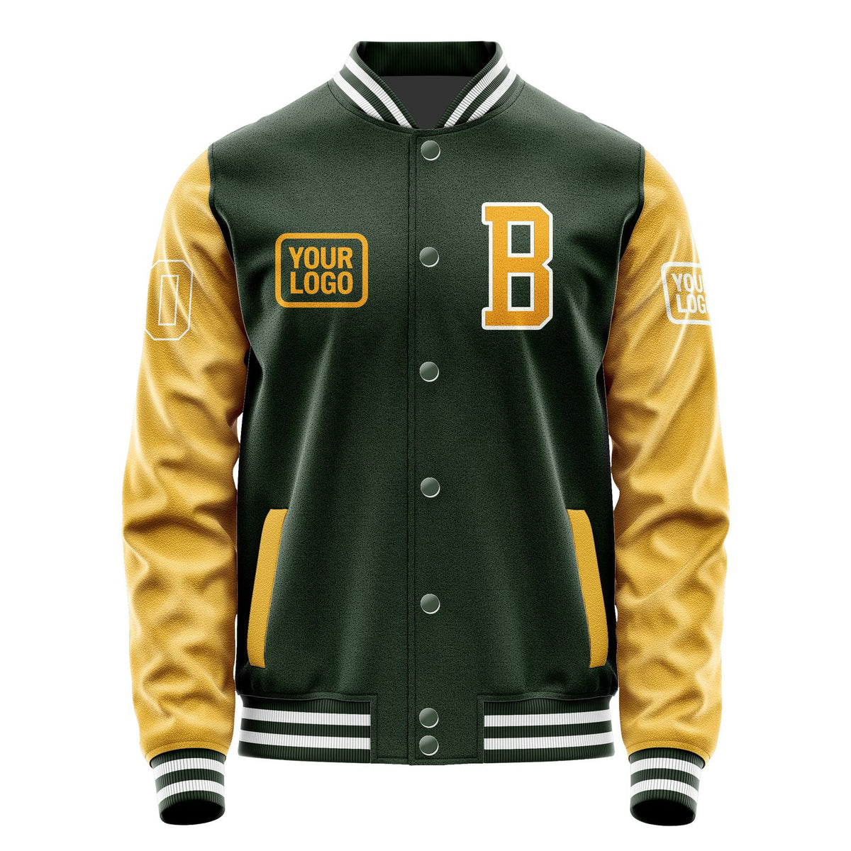 Custom Dark Green Yellow Jacket JA060619061818191918