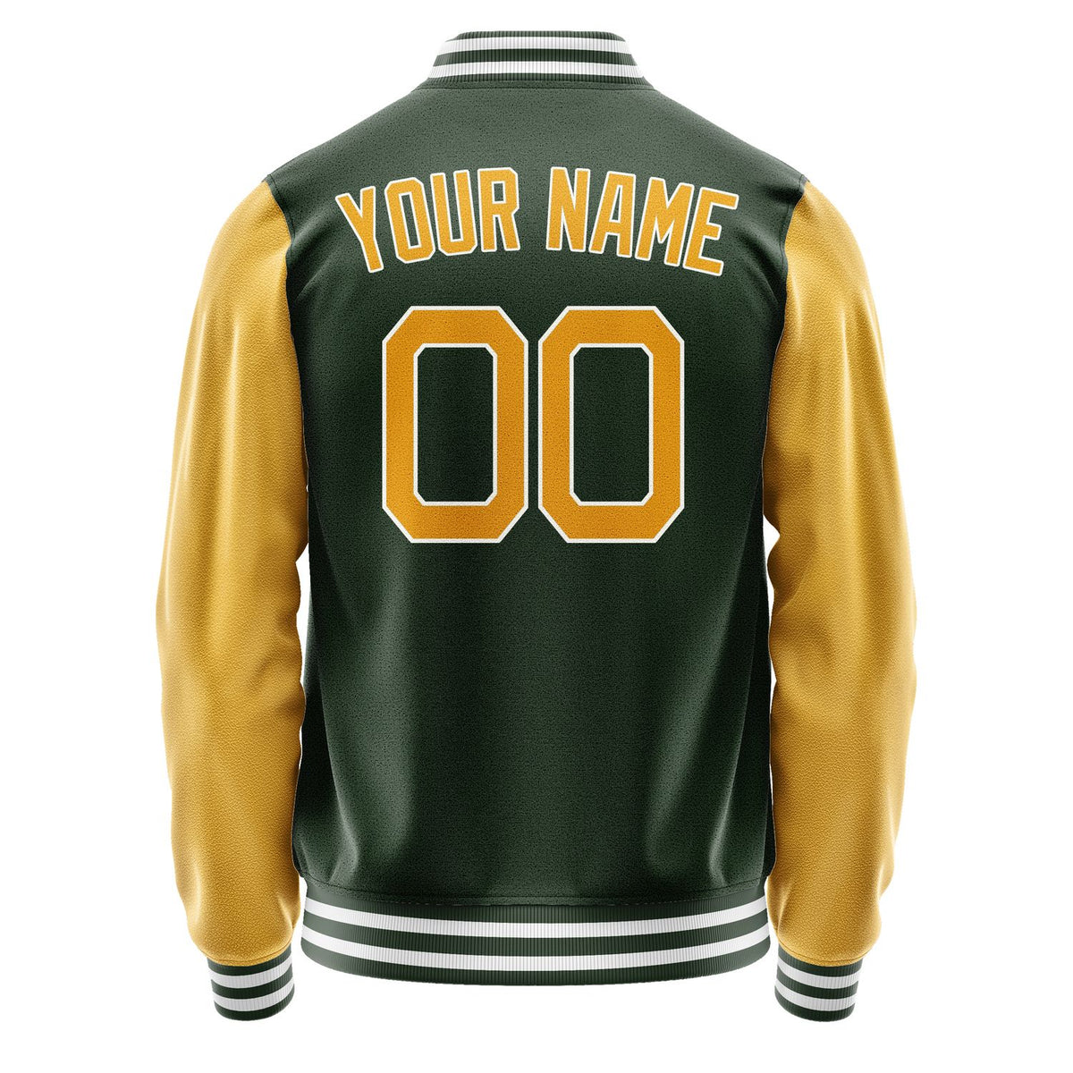 Custom Dark Green Yellow Jacket JA0606190618B21819