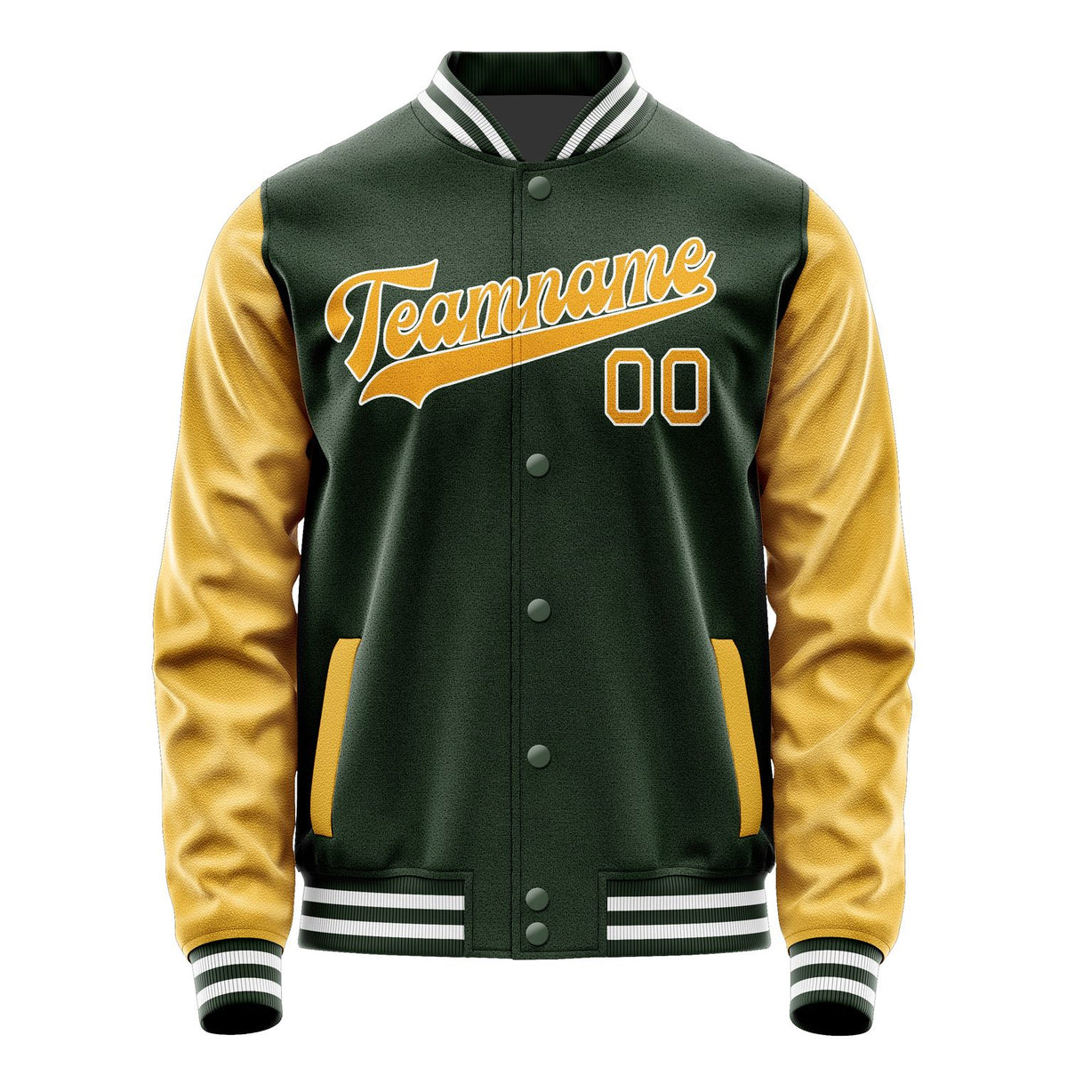 Custom Dark Green Yellow Jacket JA0606190618B31819