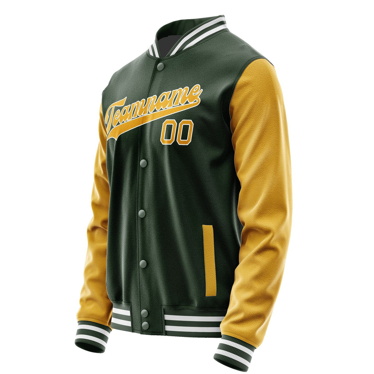 Custom Dark Green Yellow Jacket JA0606190618B31819