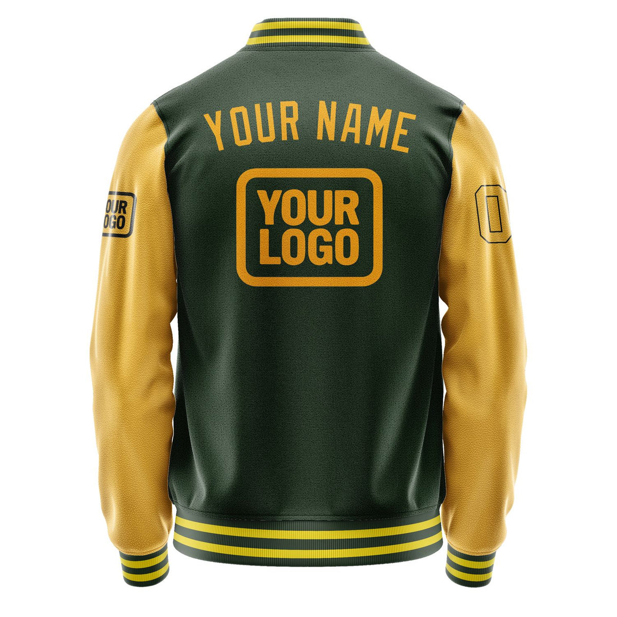 Custom Dark Green Yellow Jacket JA060619062617191917