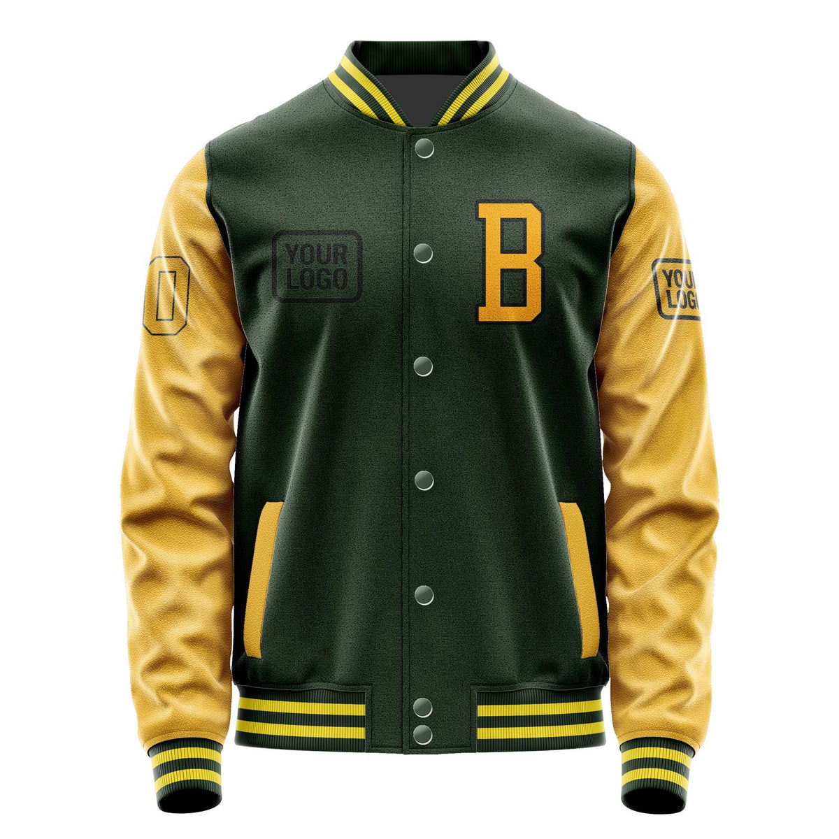 Custom Dark Green Yellow Jacket JA060619062617191917