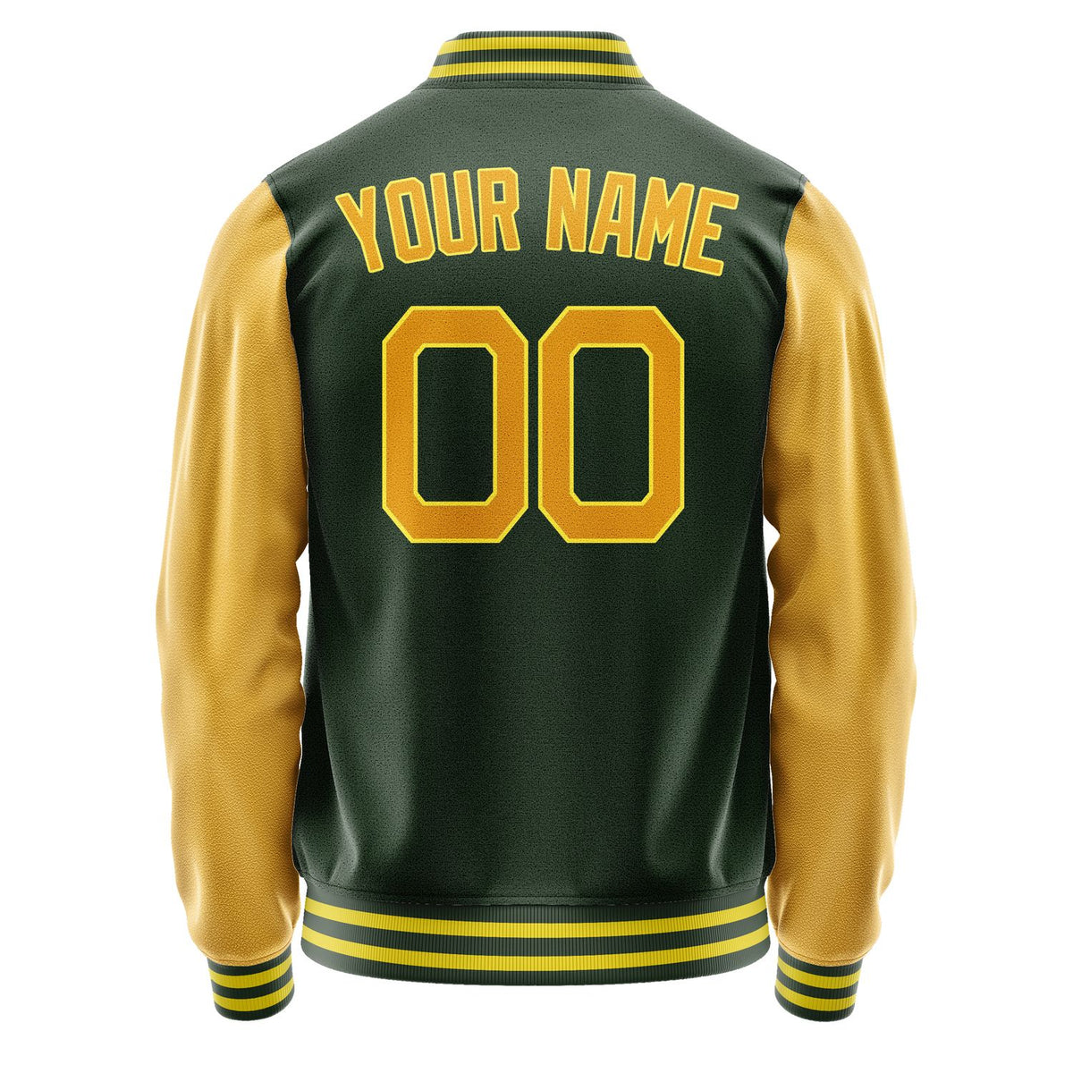 Custom Dark Green Yellow Jacket JA0606190626B22619